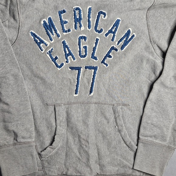 Vintage American Eagle Hoodie Womens Large Gray Fleece Sweatshirt Embroidered - Picture 4 of 11